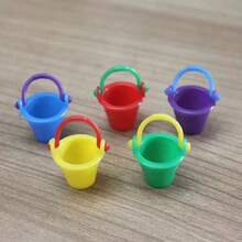 Easter Decor Moss Micro Landscape Ornament, Miniature Doll House Props, Realistic Mini Plastic Beach Miniature Model Toys, Colorful Small Buckets, Trash Cans - Simulation Mini Bucket - View 2