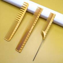 Bộ 3 lược tạo kiểu tóc, lược thước kẻ màu vàng, lược đuôi nhọn, thích hợp cho việc cắt và tạo kiểu chính xác, dụng cụ thiết yếu cho nhà tạo mẫu tóc chuyên nghiệp tại salon. - Màu vàng - Xem 1