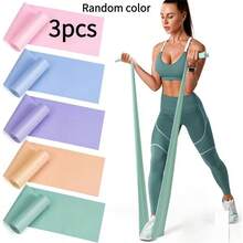 3pcs Resistance Bands, 5 Levels Of Resistance, For Body Exercise, Relaxation, Pilates, Rehabilitation, Stretching, Strength Training And Yoga Beginner Set [Random Colors] - Multicolor - View 1