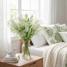 Bộ 12 bông hoa giả, bao gồm hoa tulip trắng, hoa oải hương tím, hoa baby's breath, thích hợp để trang trí phòng ngủ, nhà cửa, nhà bếp, làm quà tặng, trang trí phòng khách, trang trí bàn tiệc, phụ kiện bàn làm việc, trang trí phòng khách, vật trang trí bàn ăn. - Nhiều màu - Xem 3