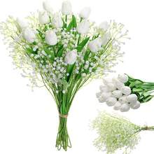 Bộ 12 bông hoa giả, bao gồm hoa tulip trắng, hoa oải hương tím, hoa baby's breath, thích hợp để trang trí phòng ngủ, nhà cửa, nhà bếp, làm quà tặng, trang trí phòng khách, trang trí bàn tiệc, phụ kiện bàn làm việc, trang trí phòng khách, vật trang trí bàn ăn. - Nhiều màu - Xem 5