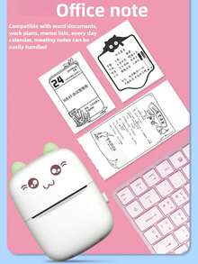 OBOVAY 1pc Cute Cat Design Mini Thermal Printer - 1200mAh Lithium-Ion Battery, Portable Pocket Photo And Label Maker, USB Charging, Inkless Printing, Includes USB Cable And Inkless Kit, Suitable For Travel, Journaling, Home Organization - Multicolor - View 10