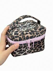 Mini Leopard Print Cosmetic Bag - Suitable For Women And Teachers | Cute Portable Handheld Makeup Organizer | Compact "Korean" Design | Ideal For Parties And Daily Use - Multicolor - View 5