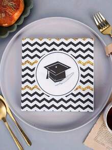 20pcs Graduation Cap Pattern Bandanas, Colorful Printed Paper Napkins, Suitable For Graduation Party Decorations, Party Supplies, Holiday Decorations And Other Celebration Events - Paper Napkin - View 6