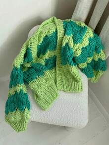 Women's New Long-Sleeve Loose Knit Cardigan For Spring  Autumn - Also Suitable For Winter  Fall Wear - Verde - Ver 3