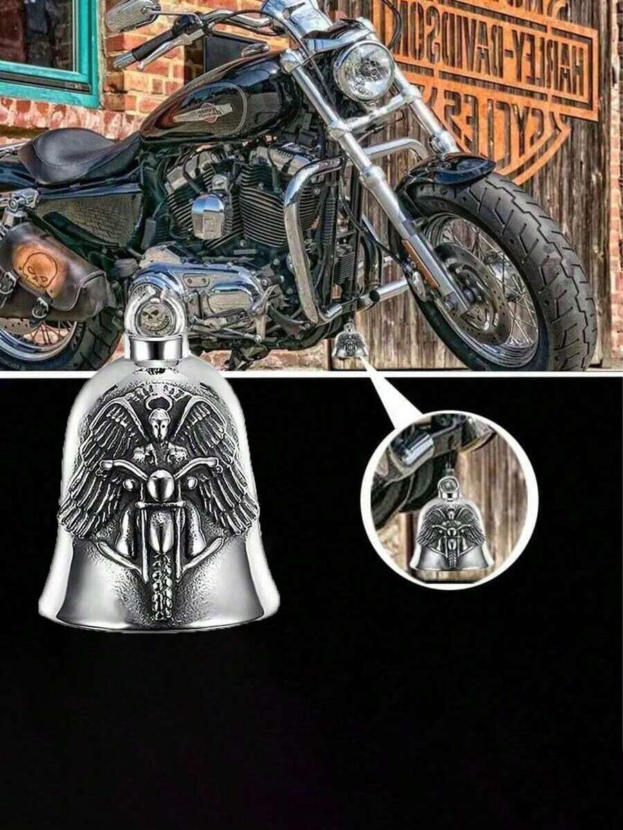 1 件朋克风天使时尚天使翅膀铃铛吊坠摩托车铃铛钥匙扣男士骑行者驱魔护身符饰品 - A - 查看 1
