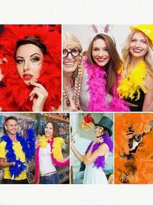 Feather Boa, DIY Party Costume Accessory, Colorful Feather Boa Scarf Decor, Suitable For Birthday Party, Halloween, Christmas, Racing, Tea Party, New Year's Eve, Concert And Home Decor, Wedding Dance, Stage Performance, Carnival Costume And Accessories, Party Supplies - Multicolor - View 5