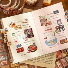 Cute Cat & Corgi Food Label And Washi Tape, Glitter Cartoon Animal Index Stickers Suitable For Diary, Planner, Decoration And DIY Crafts - Color - View 3