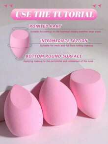 Water Drop Shaped Angled Makeup Sponge, Provides Even Application And Smooth Texture For Setting And Touching Up Makeup - Baby Pink - View 7