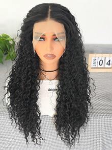 橙色深波浪合成蕾丝前假发，自然发际线，耐热，适合女性角色扮演的橙色假发 - 彩色 - 查看 5