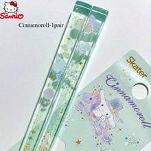 SANRIO 1双/2双可爱卡通情侣透明便携筷子礼盒套装，婚礼筷子礼盒套装，包含筷子盒、筷架、可折叠筷子、旅行筷子、情侣礼物、设计精美、可爱筷子、光滑表面、卫生筷子、可重复使用筷子、美食爱好者 - 查看 7