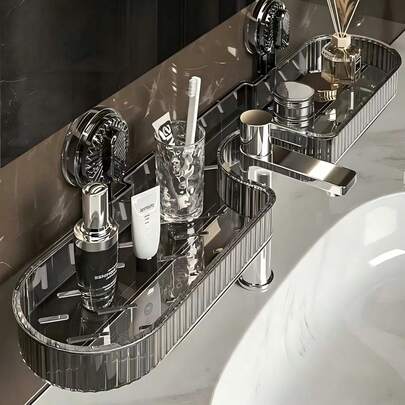 No Hole Faucet Shelf, Wall-Mounted Faucet Storage Rack, Reusable And Detachable, Waterproof And Moisture-Proof, Can Store Toiletries And Cosmetics, Suitable For Bathroom Mirror, Kitchen, Sink, Shower Area, Ideal Gift For Renters, Moms And Organization Enthusiasts. It Is A Perfect Choice For Housewarming And Mother's Day, Bathroom Essential, Home Decor, Bathroom Shelf, Complete Bathroom Storage, Kitchen Soap Dish
