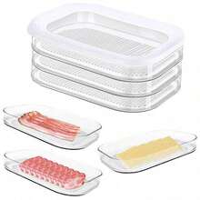 1-4 Layers Kitchen Storage Container, Meat Container For Fridge, Lunch Meat Container With Lids For Refrigerator, Stackable Meal Prep Containers Food Storage Boxes For Bacon, Cheese, Ham, Cold Cuts, Salami, Lunch Meat Kitchen - Multicolor - View 4