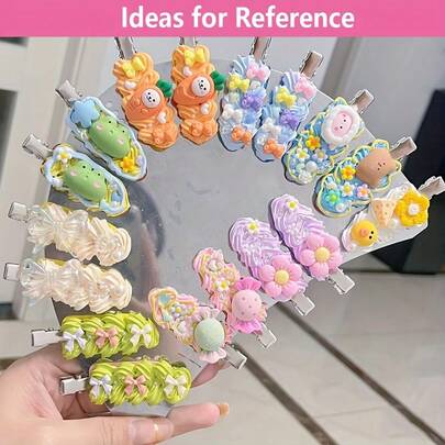 1 包（21 件）成人 DIY 首饰发饰底座套装 - 彩色树脂手工饰品，打造时尚发型，混色手工套装，含仿真发蜡，春夏完美之选