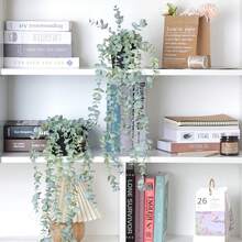 1/2pcs Artificial Hanging Plants, Wall Mounted Planter Decor, Suitable For Indoor/Outdoor, Living Room Shelf Decoration, Home Decor, Room Decor, Garden Decor, Wall Decor - White Eucalyptus Spray - View 9