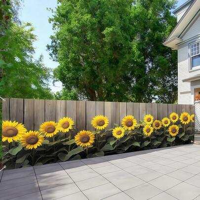 1 tấm biểu ngữ hoa hướng dương treo ngoài trời - Chất liệu polyester bền, trang trí sân vườn sáng tạo, kèm phụ kiện dây treo tiện dụng.