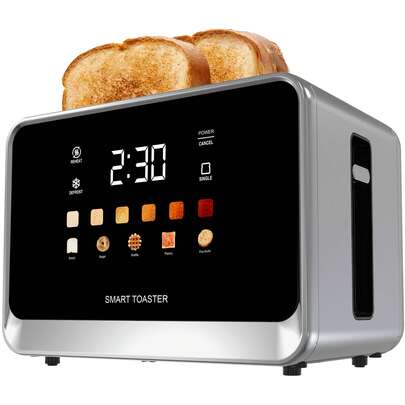 Toaster Touch Screen Toaster 2 Slice With LCD Display 430 Stainless Steel Digital Timer Toasters 6 Bread Types& 6 Shade Settings Smart Extra Wide Slots Tostadora With Bagel Cancel, Defrost Functions