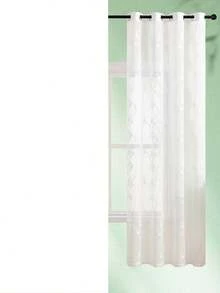 1pc White Embroidered Curtain, Decorative White Embroidered Faux Linen Ring Top Curtain, Suitable For Home Kitchen, Living Room And Bedroom - White - View 30