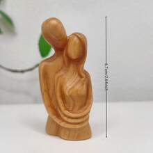 1 Peça Escultura de Casal se Abraçando em Madeira Maciça Esculpida à Mão - Escultura de Amor, Presente de Aniversário de Casamento Adequado para Decoração de Casa, Lembrança do Dia dos Namorados para Quarto e Peça de Arte Esculpida em Madeira - 1PC - Visão 8