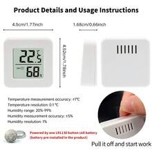 1个/2个/4个迷你数字温湿度计，小巧便携，适用于室内、办公室、房间、育婴室、爬行动物、玻璃容器、酒柜等场所，可监测室内温湿度。 - 白色 - 查看 3