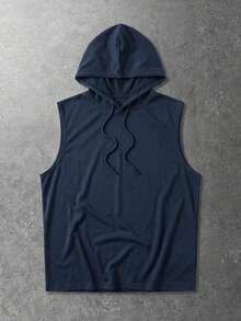Chaleco con capucha de unicolor casual para hombres Fractyr, cómodo y transpirable, adecuado para uso al aire libre, parte superior casual de unicolor - Azul Marino - Ver 4