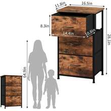 Organizador de almacenamiento multifuncional, elegante armario de 3 cajones con contenedores de tela extraíbles para dormitorio, sala de estar, armario, entrada, pasillo, lavandería - Color vintage + negro - Ver 10
