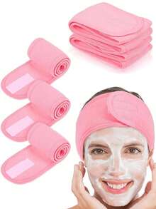 3pcs Adjustable Magic Tape Hair Bands, Women Spa Headband, Shower And Makeup Hair Ties, Suitable For Washing Face, Soft Towel And Hair Accessories - Multicolor - View 8