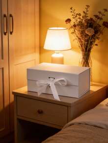 Boîte-cadeau pliable blanche avec décoration de nœud, set de boîtes-cadeaux pliantes blanches, convient pour les anniversaires, les fêtes, les cadeaux de la Fête nationale saoudienne, les rassemblements familiaux, les mariages, les faveurs de mariage, l'emballage de cadeaux - Blanc - Voir 8