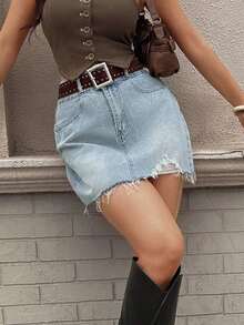 Women Denim Skirts - Celeste - View 3