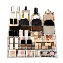Multi-Layer Transparent Acrylic Perfume Rack, No Power Needed, Modern Fashion Cosmetics & Skincare Display Shelf, Vanity Table Storage Organizer, Lightweight & Durable Storage Box. Transparent Layered Design, Compact & Elegant Storage Rack For Perfume, Lipstick, Makeup. Streamlined Home Storage, Quality Plastic Construction, Sturdy & Lightweight, Essential For Vanity, Ideal Valentine's Gift For Girlfriend, Makeup Organizer Shelf. - 5-tier Shelving Unit - View 5