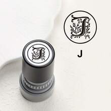 1pc Black Photosensitive Stamp, Automatic Re-Inking, 26 English Letters, Retro Cursive Font, Suitable For Scrapbooking, Greeting Cards, Gift Packaging, Etc. - J - View 34