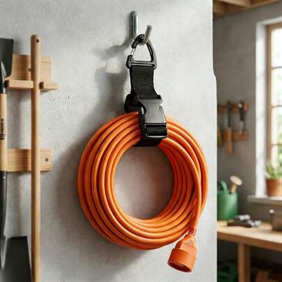 2pcs Adjustable Garden Hose Ties, Heavy Duty Extension Cord Organizer, Hanging Storage Straps For Garage And Workshop, Reusable Cable Management Ties, Single Tightening Strap, Men's Tools