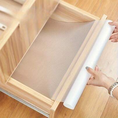 1 Roll EVA Cabinet Drawer Liner Mat Waterproof & Oil-Proof Shelf Liner Stain Resistant Dust-Proof Non-Slip Kitchen Countertop Pad Cuttable Drawer Mat Ideal For Kitchen Decor Refrigerator Party Home Decor Multi-Purpose Protective Grip Liners