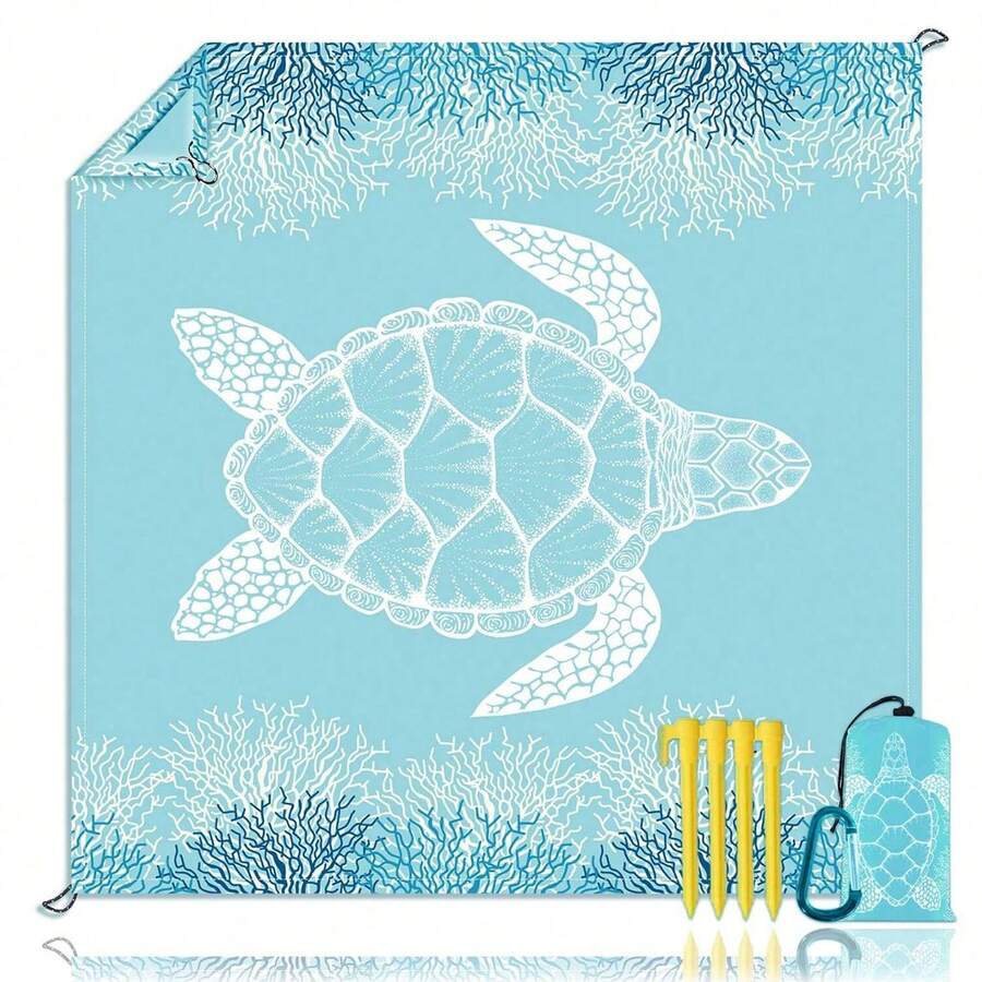 Beach Blanket, Sandproof Large Beach Mat 77*79in, 4-6 Adults Oversized Lightweight Sand Free Beach Mat, Waterproof Beach Blanket Portable Outdoor Camping Blankets For Travel, Camping, Hiking - 多款 - 查看 1