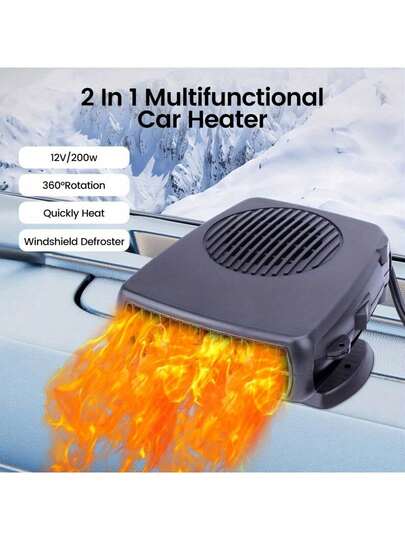 12V/24V Portable Car Windshield Defroster Heater, 2-In-1 Fast Heating And Cooling Car Heater, Plug-In Car Window Defogging And Defrosting Device, Universal For Sedans, Trucks, SUVs, RVs