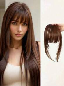 1pc Synthetic Clip-In Bangs Hairpiece, Suitable For Women, Natural Look, Invisible Seamless Air Bangs And Sideburns Hair Extension, Suitable For Students Daily Use, Multiple Colors (Color May Slightly Differ From Image), Hair Accessory - Multicolor - View 14