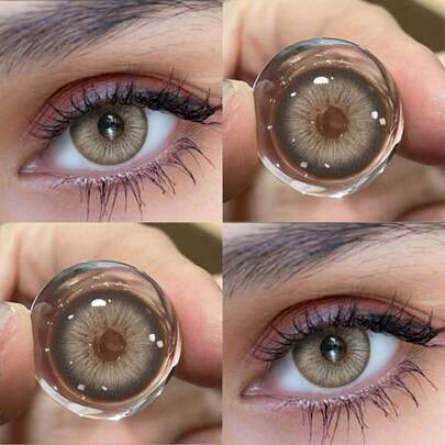 Un par de lentes de contacto desechables de 6 meses, diámetro de 14.5 mm, curva base de 8.6 mm, pupila pequeña, color gris perla, para uso cosmético y belleza ocular, ideal para ojos claros y oscuros, aspecto natural, para mujeres y niñas, perfecto para otoño e invierno, diseño de moda coreano ideal para regalos de cumpleaños, Navidad, fiestas, estudiantes y de vuelta a la escuela, maquillaje y belleza