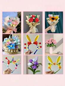 400pcs Value Pack DIY Pipe Cleaner, Macaron Colors, DIY Craft Pipe Cleaners, Random Mixed Colors Including Dense Chenille Stems, Fluffy Sticks, Craft Decor Chenille Stems Supplies - Pipe Cleaners - View 8