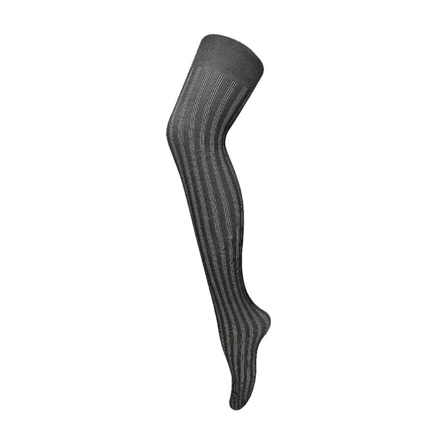 Sock Snob Sock Snob - Ladies Thick Coloured 80 Denier Opaque Patterned Winter Fashion Tights - 羅紋黑白 - 查看 1