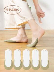 1/2/5/6 Pairs High Heel Invisible Socks, Silky Half-Palm Non-Slip Invisible Socks, Low-Cut Boat Socks For Flats & Sandals, Anti-Chafing - Multicolor - View 7
