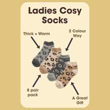Sock Snob 8 Pair Multipack Womens Fluffy Ankle Socks | Novelty Animal Print Socks For Ladies - Pink - View 5