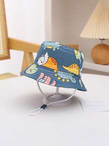 1pc Cartoon Ocean Animal Pattern Light Blue Baby/Toddler Sun Hat, Suitable For Spring, Summer, Autumn Outdoor Sun Protection - Mint Green - View 2