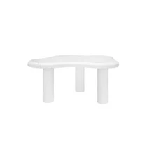 Cloud-Shaped Coffee Table With A Marble Look, Modern Living Room Table With Rounded Edges, Sturdy Solid Wood Legs, Easy-Care Surface, Ideal For Living Room And Lounge. - White - View 11