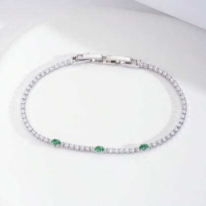 Bộ 1 vòng tay sang trọng, thanh lịch đính đá Cubic Zirconia hình giọt nước, thích hợp cho nữ giới dự tiệc cưới và các sự kiện, không kèm hộp quà.