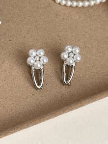 10pcs Girls' Minimalist Fresh Floral Crystal Hair Clips - White - View 5