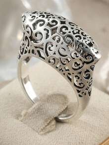 1pc Vintage Asymmetrical Angled Ring, Suitable For Women. This Is An Ideal Jewelry Gift For Weddings, And A Perfect Present For Her. - Silver - View 7