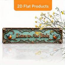 2D Flat, Vintage Mint Green With Flying Bird Branch Metal Wall Decor, Rustic Turquoise Decorative Plate With Ornate Leaf Border, 15.7 X 3.9 Inches (40 X 10 Cm), Easy Installation Farmhouse Decor For Office, Porch, Bird Lover Gift, Home Decoration, 2D Flat - A - View 3