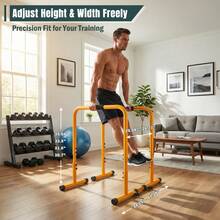 Dip Station Heavy Duty Fitness Workout Stand Push Up Bar For Home Gym Office Patio - Yellow - View 4