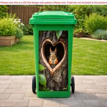 1 pieza Pegatina plana autoadhesiva para bote de basura, Pegatina de bote de basura con diseño de ardilla, corazón y árbol, Calcomanía de bote de basura con diseño animal, Decoración del hogar impermeable de PVC, Material de PVC, Fácil de pelar y pegar, Pegatina de arte plano, Almacenamiento de cocina - A - Ver 2