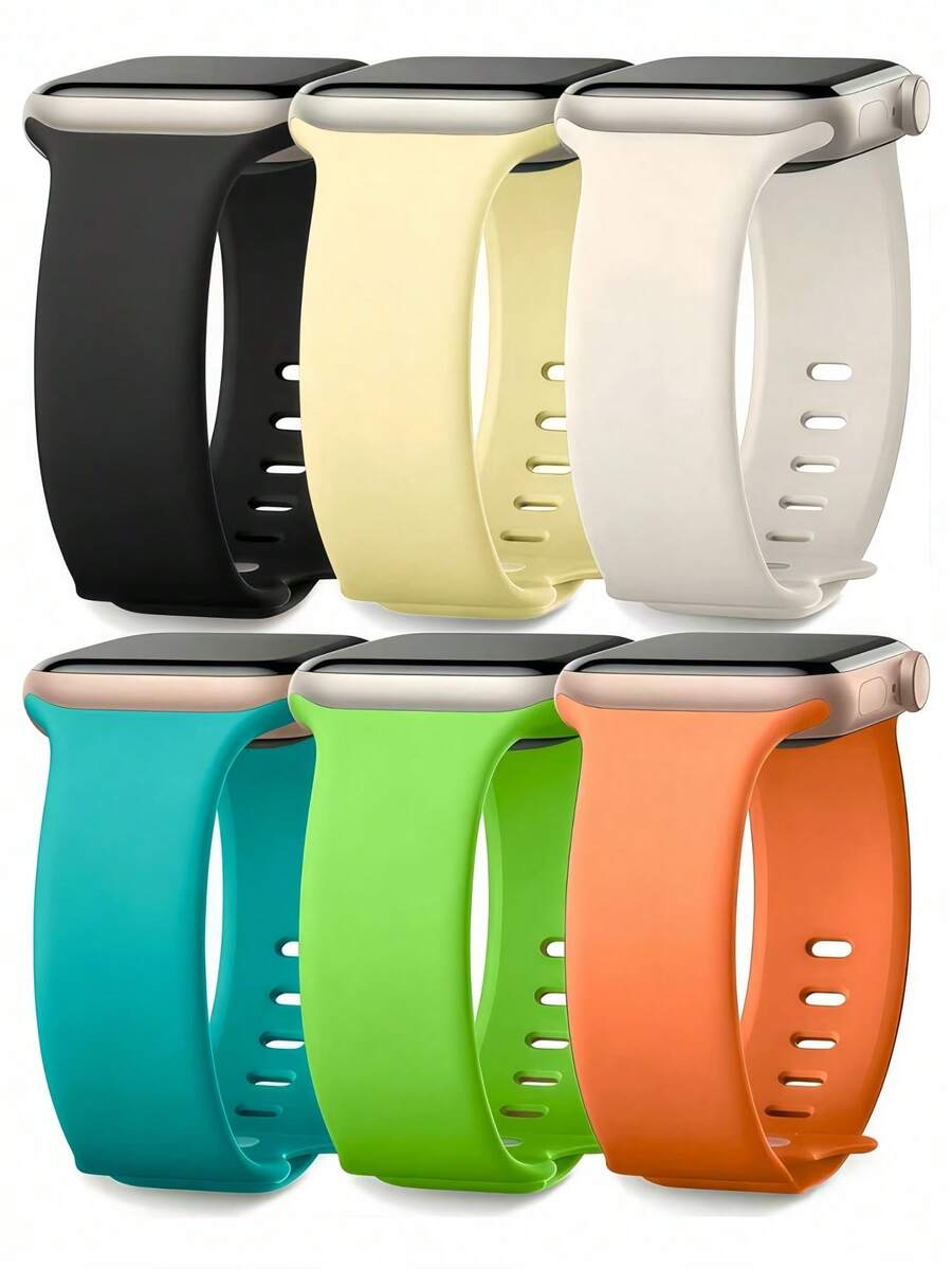 6条柔软硅胶防水替换表带，兼容 41mm、40mm、38mm、45mm、44mm、46mm、42mm、49mm，男女通用，适用于 Ultra、SE、Series 10、9、8、7、6、5、4、3、2、1